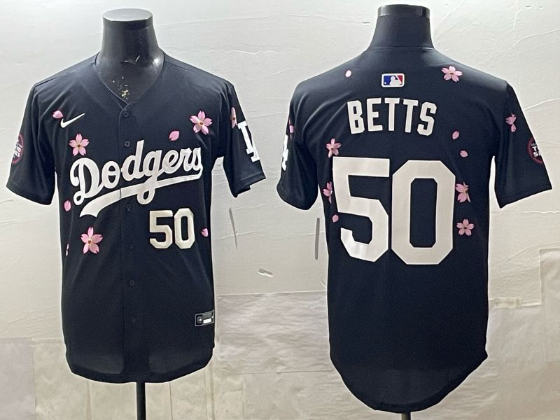 Men 2025 Nike Los Angeles Dodgers #50 Betts Black Game MLB Jersey 018->los angeles dodgers->MLB Jersey